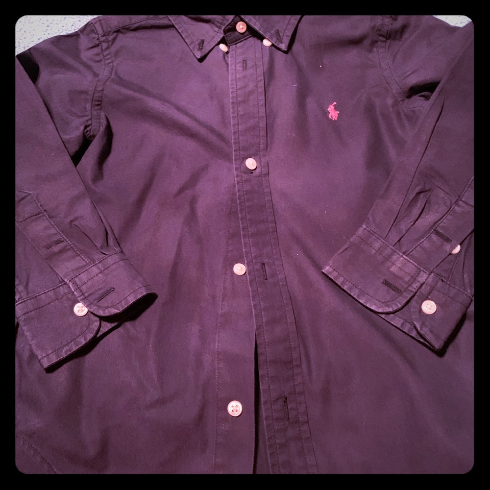 Polo navy blue solid button down shirt